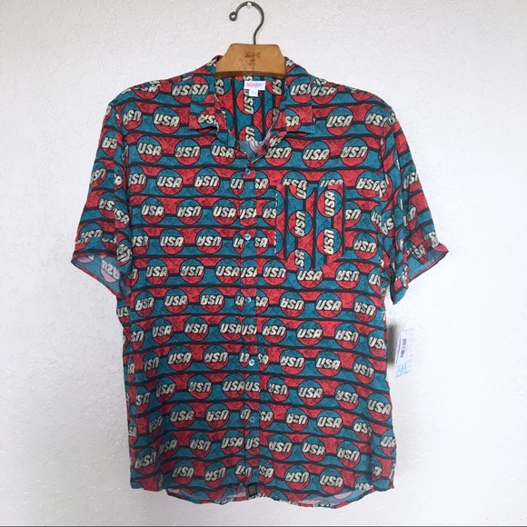 LuLaRoe Michael Button Up Shirt Mens USA - Picture 2 of 7